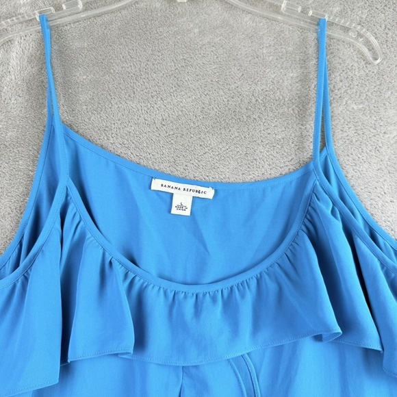 Banana Republic Tank Top Womens Large Blue Spaghetti Strap Sleeveless Blouse - Picture 6 of 14
